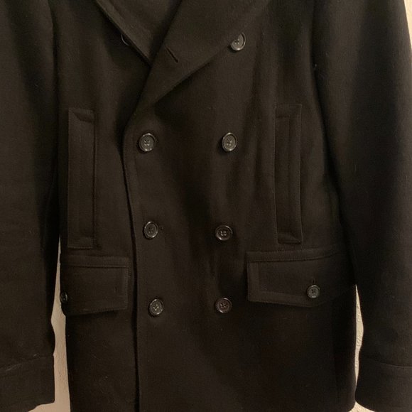 Banana Republic Men's Black Wool Peacoat (S) - Picture 3 of 7